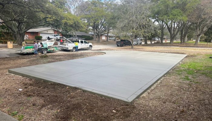newly installed concrete driveway